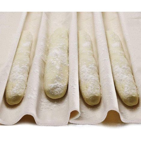 Toile de fermentation - 1 pièce, Lin boulanger baguette pain 75x45cm cuisine - Naturel (1/5)