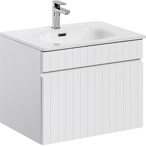 Meuble simple vasque encastrée 60cm Zelie Blanc