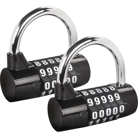 Cadenas à combinaison à 5 chiffres, cadenas de gym, combinaison modifiable, convient aux casiers scolaires, aux boîtes à outils et aux clôtures, noir.