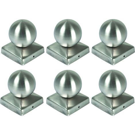 BURI 6x Edelstahl Pfostenkappe Kugel 90 x 90 mm Zaunkappe Zierkappe Pfahl Abdeckung Pfostenabdeckung Pfostenkugel Kugelkappe Gartenzaun wetterfest modern (1/5)