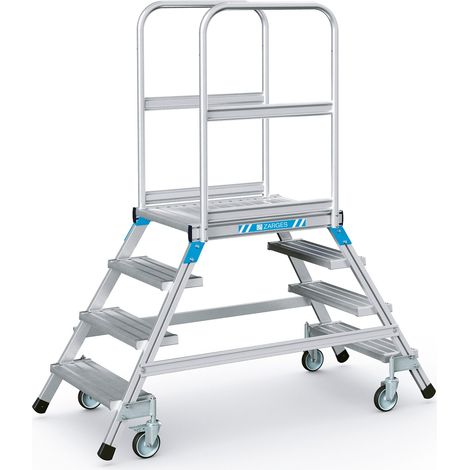 Podesttreppe 2x4 Plattform-H.960mm Stufen u.Plattfom Alu.geriffelt beids.ZARGES (1/4)