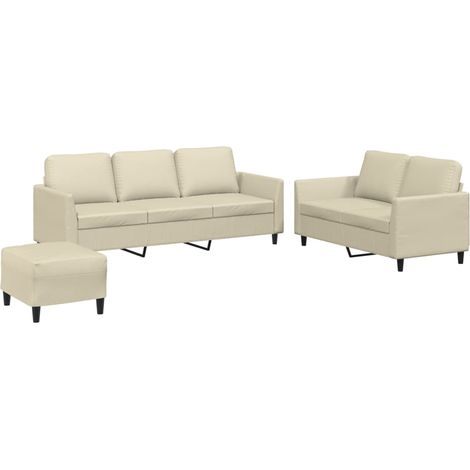 Maison Exclusive - Set di Divani 3 pz con Cuscini crema in Similpelle