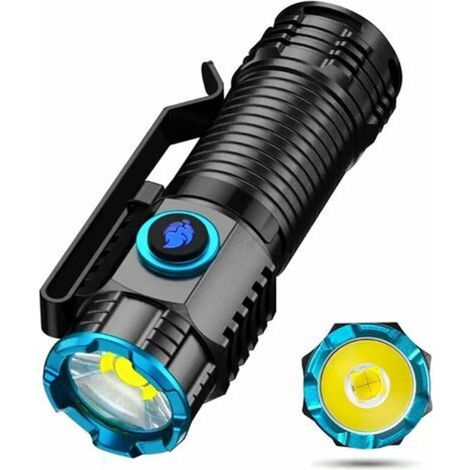 Pr Mini-Taschenlampe, wiederaufladbar, USB, 1000 Lumen, 4 Modi, LED-Taschenlampe, leistungsstarke taktische Militärfunktion für Camping (1/5)