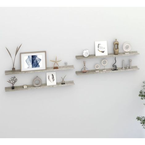 vidaXL Wall Shelves 4 pcs Concrete Grey 100x9x3 cm