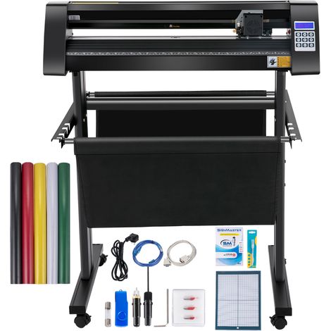 Mophorn 720 mm Vinylschneider, LED-Bildschirmplotter mit halbautomatischem optischem Auge, kompatibel mit SignMaster-Software, Windows-System, inklusive Ständer