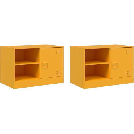 Mobile TV multimediale scaffale per televisione televisore buffet sala da pranzo soggiorno camera da letto 2 pezzi giallo senape 67 x 39 x 44 cm acciaio giallo 020028631