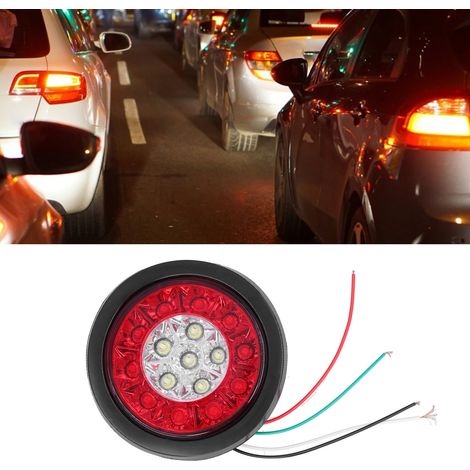 Feux arrière ronds bicolores à 16 LED pour camions, 12-24V, clignotants rouges et blancs (MK-272) (1/5)