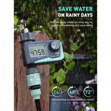 Bewässerungsuhr, programmierbare Bewässerungsuhr für Gartenschläuche, Gartenschlauch-Zeitschaltuhr mit Regenverzögerung/manueller Bewässerung, digitales Bewässerungssystem für Rasenflächen (1/4)