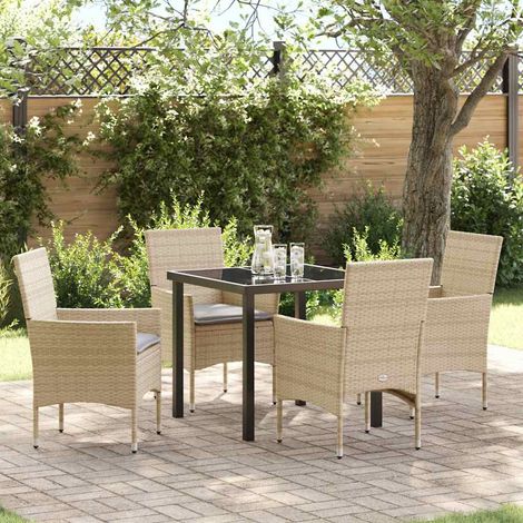 Ensemble de salle à manger pour jardin 5 pcs-Salon de jardin Beige polyrotin 727768 (1/5)
