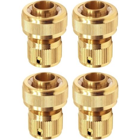 Connecteur Rapide Femelle - Laiton 3/4 Pouces - Pour Tuyau d'Arrosage Extensible - 4 Pièces (1/5)
