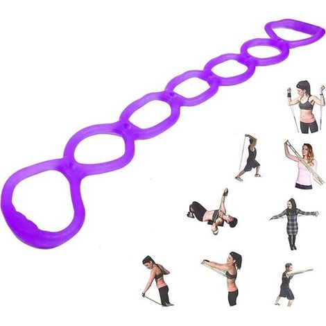 Banda de resistencia antideslizante de 7 anillos para fitness/yoga - Morada (1/5)