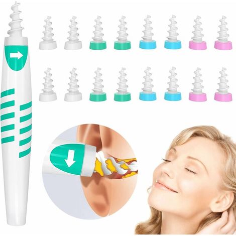 Green Mobility-Oreilles, Oreille, Nettoyeur D'oreilles, Kit D'Enlèvement de Cire d'Oreille Nettoyeur d'Oreilles Avec 16 Embouts de Remplacement Lavables en Silicone pour Adulte et Enfant (1/5)