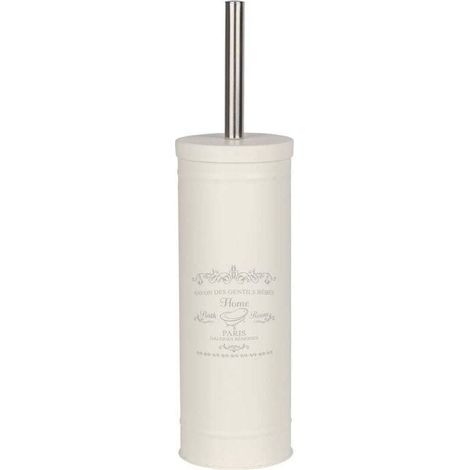 WC-Bürste für Zuhause, geschlossenes Design, schwarze WC-Bürste, Stahl, Ø 9 x 37,5 cm, Creme (1/4)