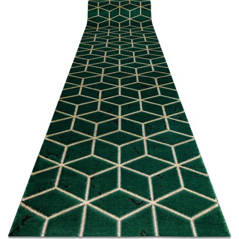 Passatoia EMERALD esclusivo 1014 glamour, elegante cubo verde bottiglia / oro 80 cm green 80x100 cm