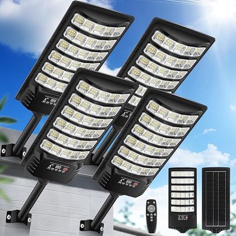 4-Piece Solar Outdoor Floor Lamp, 6500K Outdoor Motion Light, IP66 Waterproof Solar Outdoor Lighting for Garden, Yard, Parking (1/5)