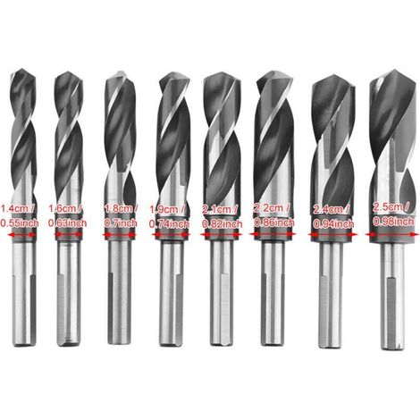 8-teiliges HSS-Spiralbohrer-Set, Metallbohrer, Stahlbohrer, HSS-Schaftbohrer-Set, wärmebehandeltes Bohrer-Set 14 mm, 16 mm, 18 mm, 19 mm, 21 mm, 22 mm, 24 mm, 25 mm (1/5)