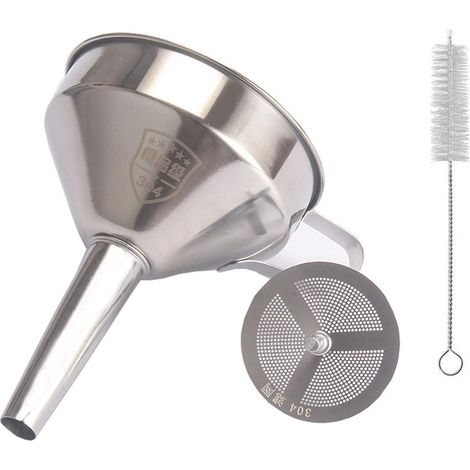 Edelstahl Trichter Set mit Mesh Filter und Reinigungsbürste (1/5)