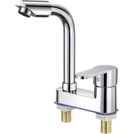 Zweiloch-Waschtischarmatur, Warm- und Kaltwasserarmatur für Waschbecken, wassersparende Mischbatterie, Badarmatur, Doppelanschlussarmatur (1/5)