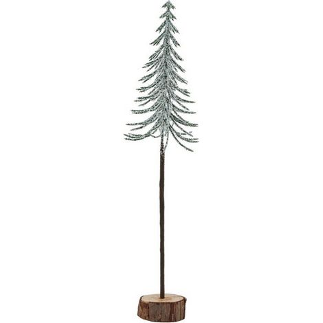 Large Snowy Spindle Tree in Wood Log - Plastic - Height 35 cm - Brown