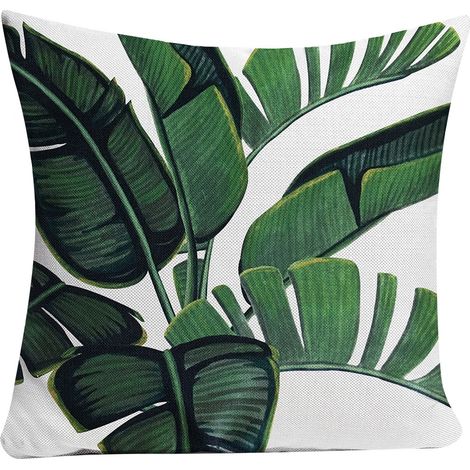 Funda de cojín, estampado de bosque tropical, lino, poliéster resistente, lavable, para sala de estar, dormitorio, decoración de coche (1/5)