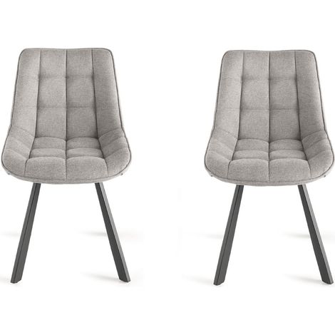 Sedia da cucina in tessuto Grigio Chiaro gambe metallo FRIEDIC set 2 pz (1/3)
