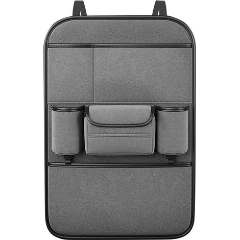 Sac de rangement dossier siège auto grande capacité, organiseur suspendu multifonction pour bureau, siège enfant, gris (1/5)