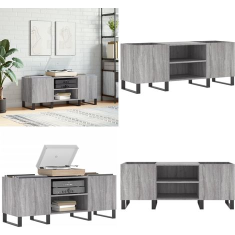 Plattenschrank Grau Sonoma 121x38x48 cm Holzwerkstoff - Plattenregal - Schallplattenregale - Vinyl Regal - Musik Regalsystem - Wohnzimmer Dekoration - Home & Living (1/5)