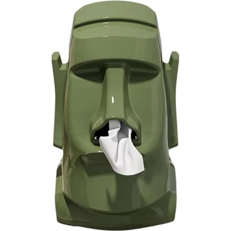 Caja de pañuelos de resina con forma de Moai – Soporte para pañuelos faciales con forma de escultura de la Isla de Pascua – Decoración para el hogar