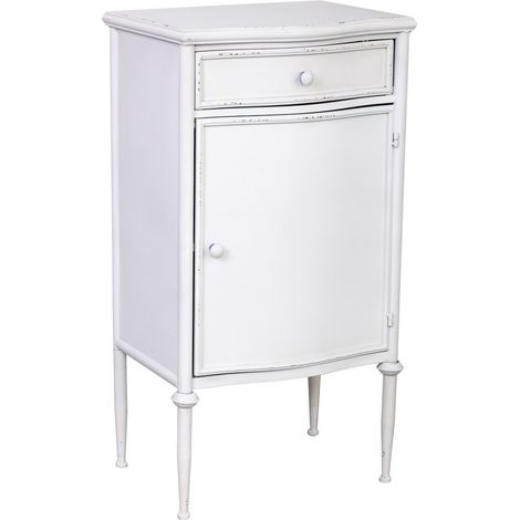 Mesita de metal de 1 cajon y 1 puerta blanco 46.5x36.5x86h cm (1/5)