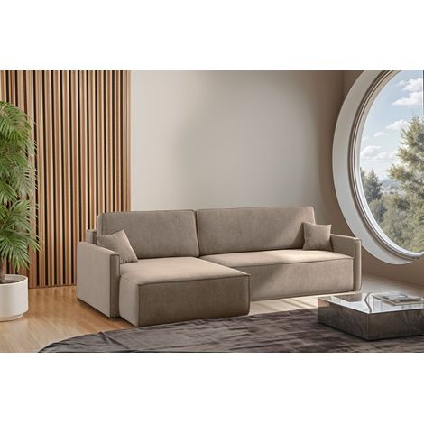 Ecksofa Schlafsofa Sofa LOUIS Stoff Salvador Blassbraun Ottomane Links (1/4)