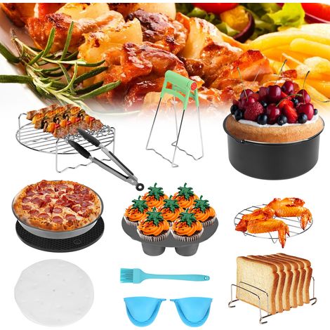 Randaco Accessoires pour friteuse à air chaud, set de 12 pièces, support pour friteuse à air chaud, 100 feuilles de papier, brosse en silicone,8 pouces (1/5)