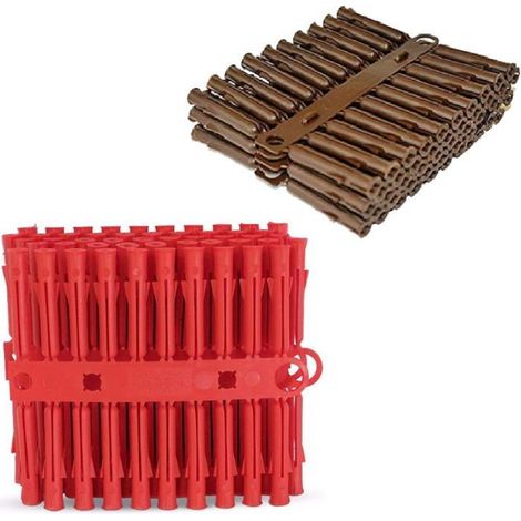 Wall Plug (96 pack) Brown 7 x 42mm or Red 5.5 x 34mm Type Universal Screw fixing (RED 5.5 x 34mm)