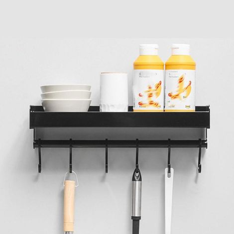 Support de rangement de cuisine sans espace de poinçonnage, support de rangement mural en aluminium (1/5)