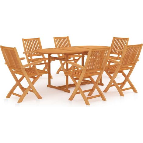 Maison Exclusive - 7-tlg. Garten-Essgruppe Massivholz Teak (1/5)