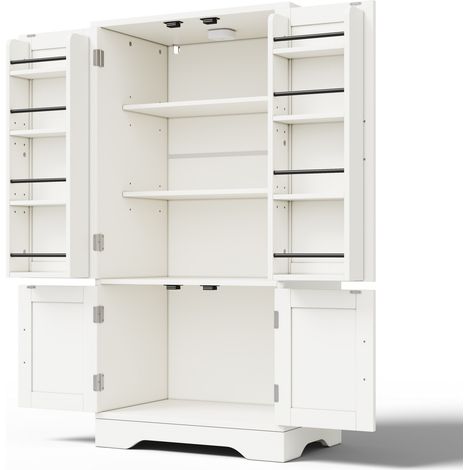 Pensile cucina alto 4 ante con luce LED con sensore 60 x 40 x 120 cm MDF bianco HOMVRA (1/5)