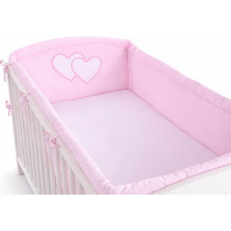 Protector de cuna universal XXL para barrotes - Corazones rosas