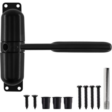 Ferme Porte à Ressort de Sécurité, Ferme Porte Automatique à Ressort, Ferme Porte Automatique, Ajustable Fermeture Porte avec 6 Vis et Tige de Réglage, Adapté Maison, Chambre, Bureau (Noir)