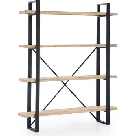 Home Heavenly® Estantería Alta Chic – Diseño Industrial Estructura Metálica y Estantes de Madera Roble Salvaje, 150x30x180 cm es  Color : Roble Nordish (1/4)