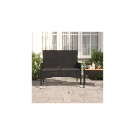 Banc de Jardin à 2 Places avec Coussins Noir Résine Tressée (1/5)