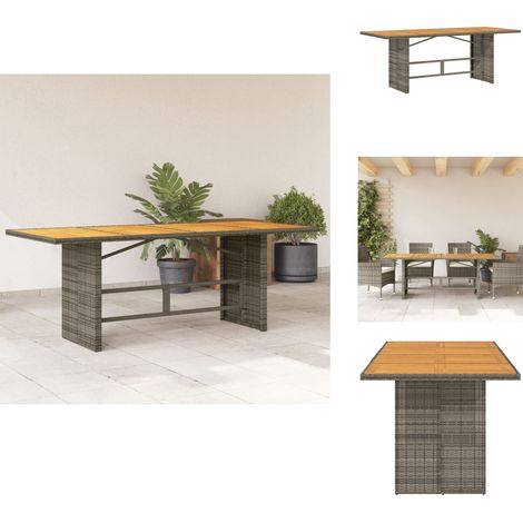 Table de jardin avec dessus en bois d'acacia gris 190x80x74 cm - Table De Jardin - Table Extérieure - Mobilier De Jardin - Table Acacia - Table Design (1/5)