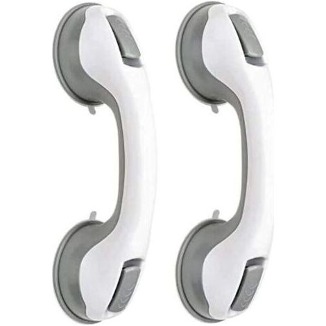 Poignée De Douche À Ventouse Poignée Plastique Sans Perçage, Barre De Préhension Extra Forte Antidérapante 2 Pièces, Gris (1/4)