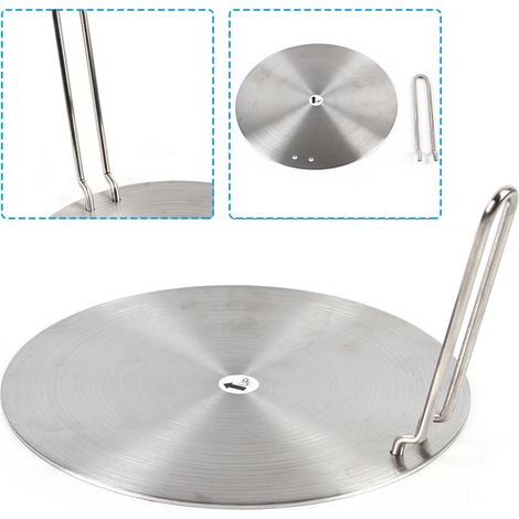 Elektromagnetische Wärmeleitplatte, 3-schichtige multifunktionale Wärmediffusionsplatte für Induktionsöfen mit abnehmbarem Griff, Durchmesser 24 cm