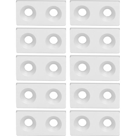 Lot de 10 plaques de recouvrement à double trou en alliage d'aluminium pour profilés et machines CNC, couleur argent. (1/5)