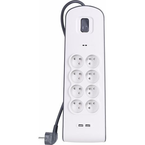 Belkin BSV804CA2M multiprise parafoudre blanc et noir 8 prises
