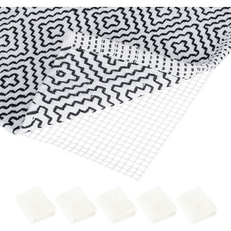 Tapis antidérapant, lot de 5, sous-tapis antidérapant, pour entrée, bain ou salon, lxP 100 x 120 cm, crème