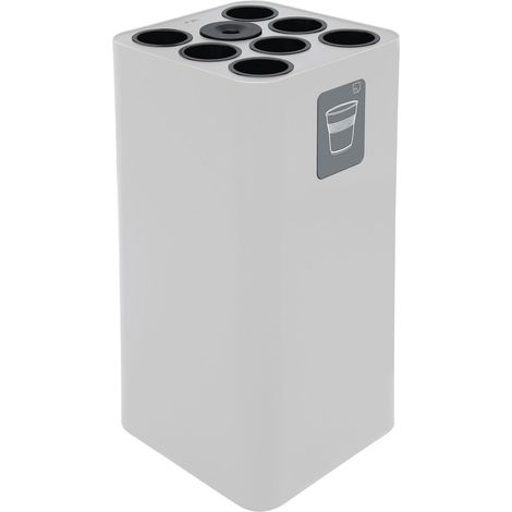 Pattumiera a Bidone da 100 L 38,3x38,3x82,5 cm 7 Scomparti Tubolari e 1 Vaschetta in Acciaio Verniciato Bianco