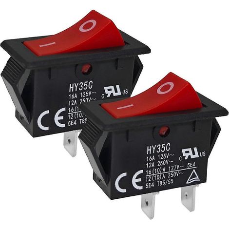 Interrupteur à bouton-poussoir HY35C (lot de 2) pour applications électriques industrielles, noir (1/5)