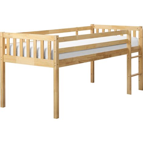 Cama de media altura con somier 90 x 200 cm infantil madera de caucho madera clara Peipin (1/5)