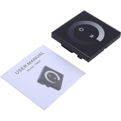 Variateur De Lumiere, Panneau contrôleur mural tactile LED DC 12-24V, Interrupteur Tactile pour réglage lumières (Couleur : Noir) (1/5)