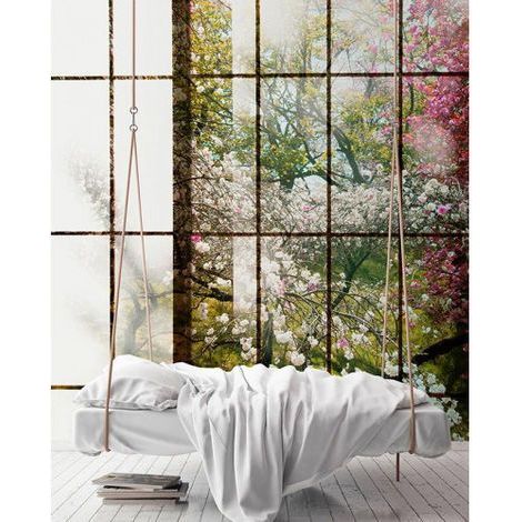 Papier peint panoramique pour chambre adulte Tapisserie panoramique trompe l’œil pour bureau Papier peint panoramique élégant motif floral (1/3)